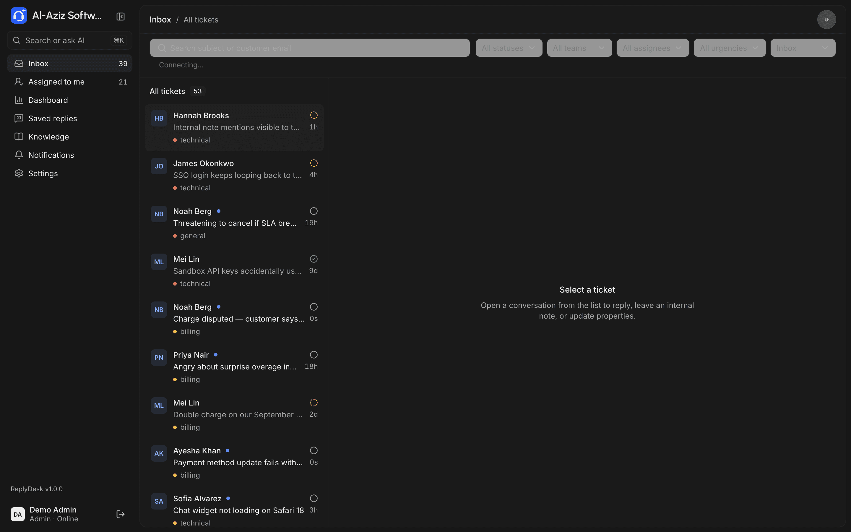 Unified inbox across channels