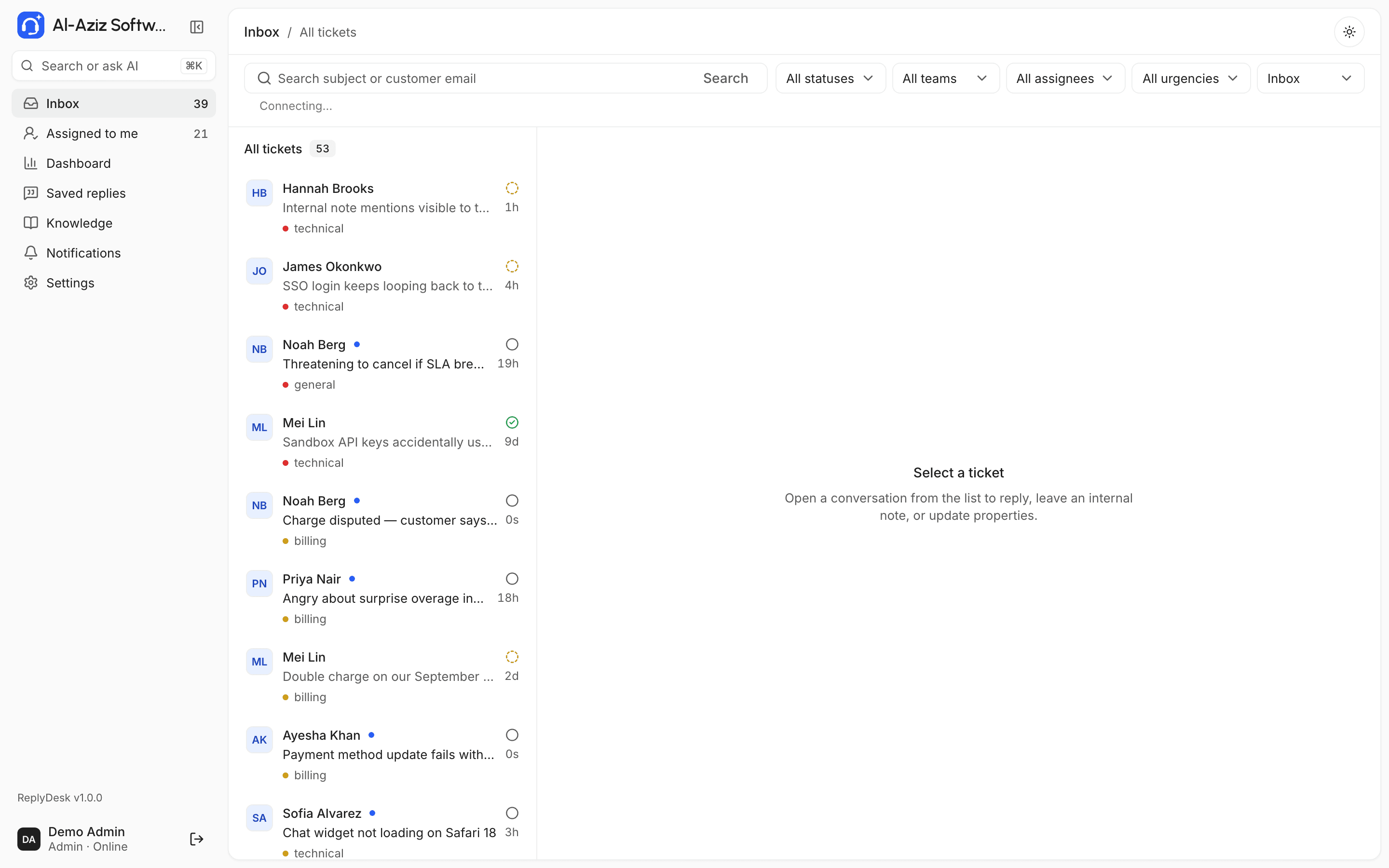Unified inbox across channels